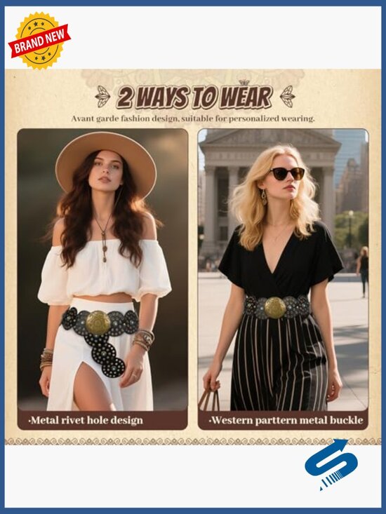 Western Concho Belt Faux Leather Adjustable Waist Disc Belt Women main image 5